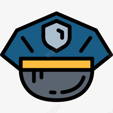 警察帽警察7号线性颜色图标图标