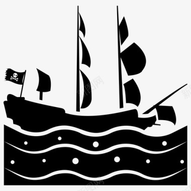 海盗船海船海盗单桅帆船图标图标