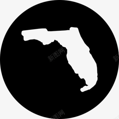 佛罗里达州佛罗里达州地图美国各州地图圆形填充图标图标