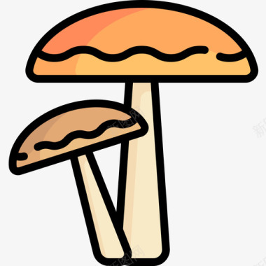 蘑菇感恩节45线形颜色图标图标
