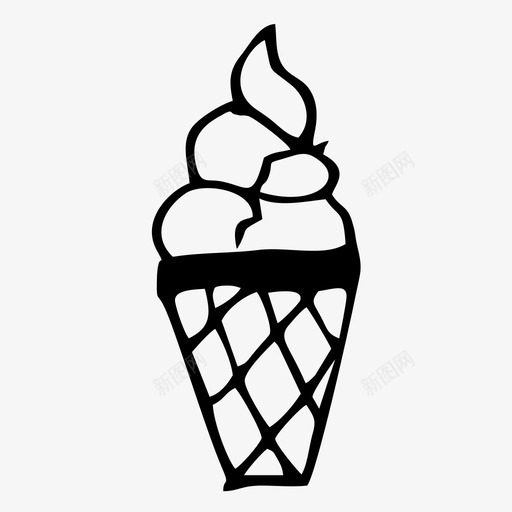 冰淇淋蛋卷冷冻甜味图标svg_新图网 https://ixintu.com 冰淇淋 冷冻 固体 图标 甜味 蛋卷 食物