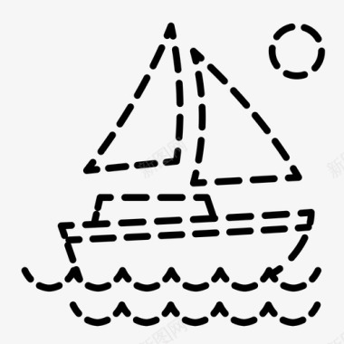 帆船沙滩大海图标图标