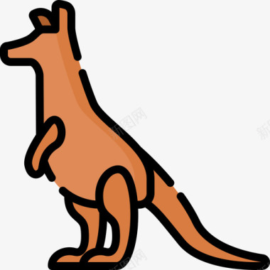 澳大利亚小袋鼠8线形颜色图标图标