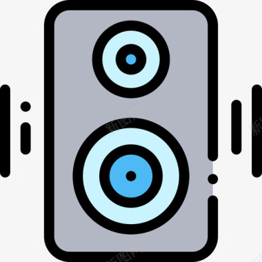 低音扬声器音频和视频7线性颜色图标图标