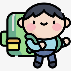 一人背包旅游背包旅游人3线性颜色图标高清图片