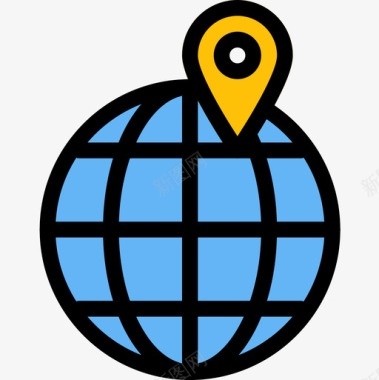 全球地图位置2线性颜色图标图标