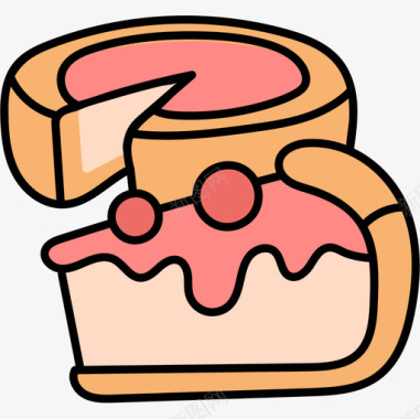 芝士蛋糕面包店63彩色图标图标