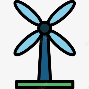 风车能源21线性颜色图标图标