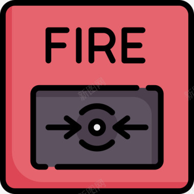 消防按钮紧急服务25线性颜色图标图标