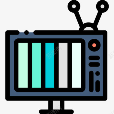 电视电子45线性彩色图标图标