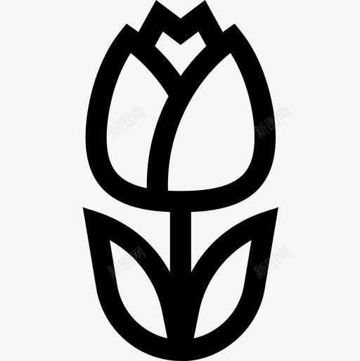 郁金香花和植物线形图标svg_新图网 https://ixintu.com 线形 花和植物 郁金香