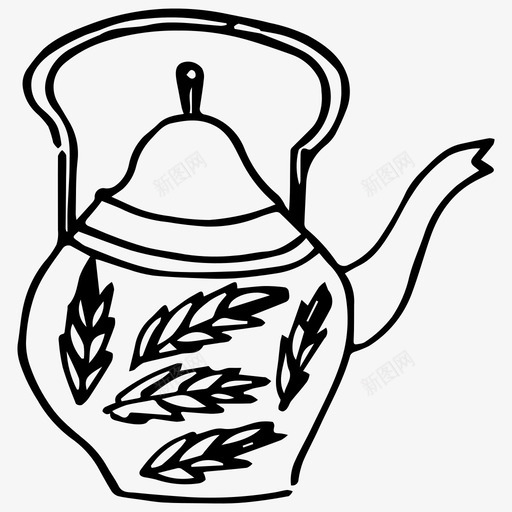 茶壶盘子水壶图标svg_新图网 https://ixintu.com 厨房 水壶 盘子 素描 茶壶