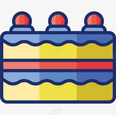 蛋糕食品饮料7线性颜色图标图标