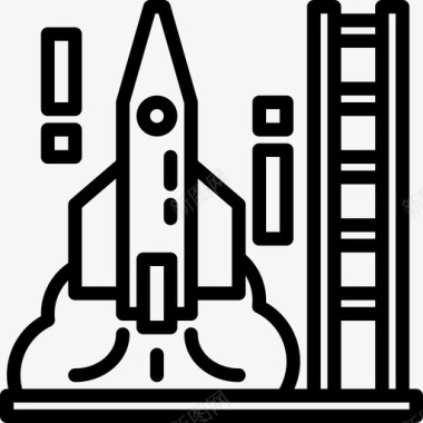 火箭发射太空和宇宙3直线图标图标