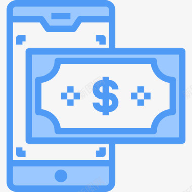智能手机金融货币5蓝色图标图标