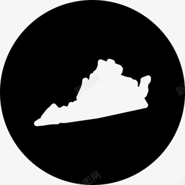 弗吉尼亚地图弗吉尼亚州美国各州地图圆形填充图标图标
