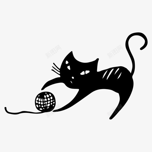 猫动物小猫图标svg_新图网 https://ixintu.com 动物 宠物 小猫 手绘 玩猫