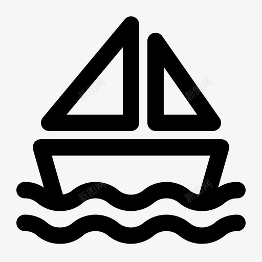 船帆船大海图标svg_新图网 https://ixintu.com 假期 夏天 夏季航线 大海 帆船 船