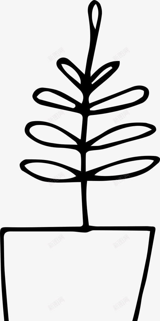 手绘植物花盆叶子图标svg_新图网 https://ixintu.com 叶子 手绘植物 花盆