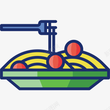 意大利面食品饮料7线性颜色图标图标