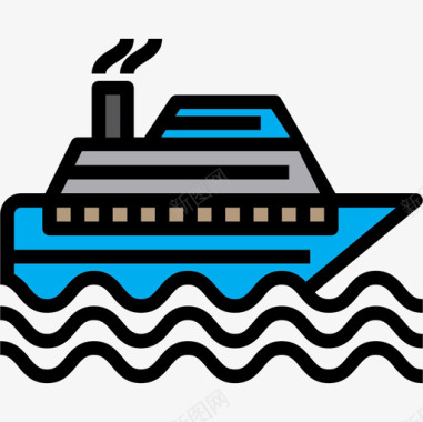 船酒店和旅游3线性颜色图标图标