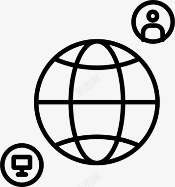 互联网连接地球图标图标