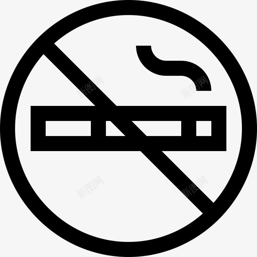 禁止吸烟公共标志3直线图标svg_新图网 https://ixintu.com 公共标志3 直线 禁止吸烟