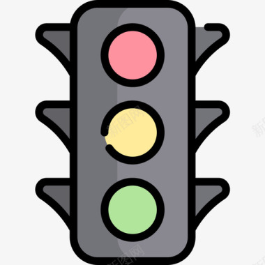 交通灯车辆和运输3线颜色图标图标
