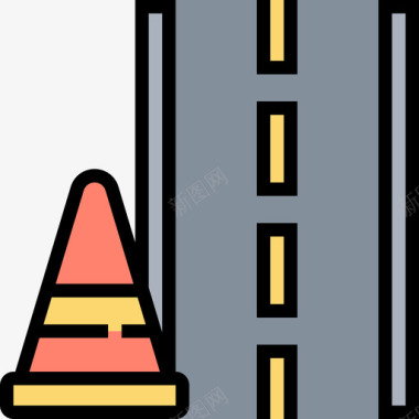 公路汽车运动4线性颜色图标图标