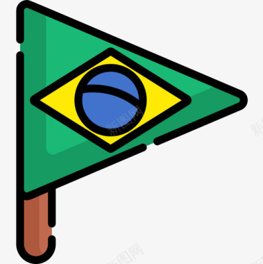 旗帜巴西嘉年华13线性颜色图标图标
