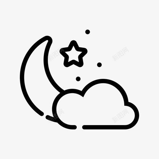 多云的夜晚月亮天气图标svg_新图网 https://ixintu.com 云月 云的 多云 夜晚 天气 月亮