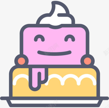 蛋糕美食家线性颜色图标图标