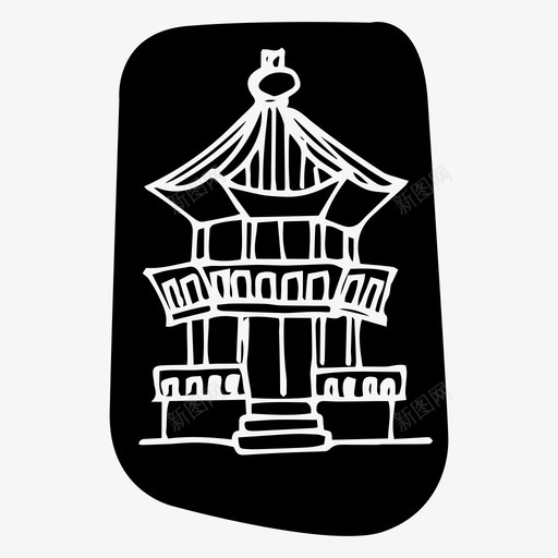 寺庙建筑亚洲图标svg_新图网 https://ixintu.com 亚洲 寺庙 建筑 木版 韩国