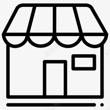 购物中心商店购物和电子商务2线图标图标