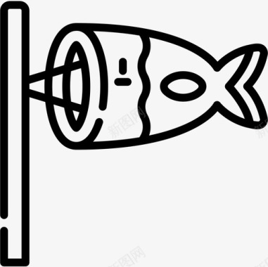 鱼旗农历新年二十三直线形图标图标