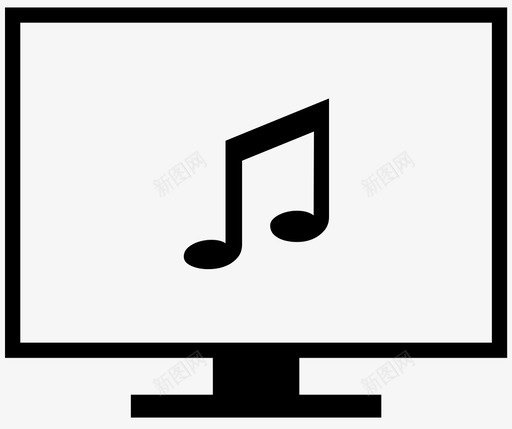 音乐电影频道音符图标svg_新图网 https://ixintu.com 屏幕 电影 电视 电视屏 音乐 音符 频道