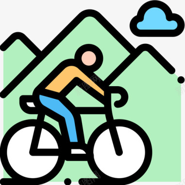 自行车自由时间15线性颜色图标图标