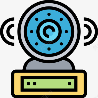 监控摄像机机密信息7线性彩色图标图标