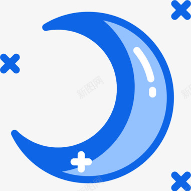月亮天气204蓝色图标图标
