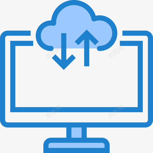 监视器通信网络5蓝色图标svg_新图网 https://ixintu.com 监视器 蓝色 通信网络