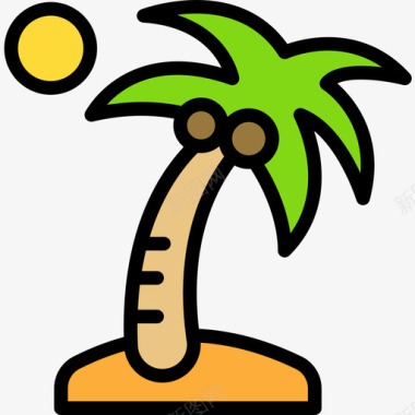 棕榈树第8季线形颜色图标图标