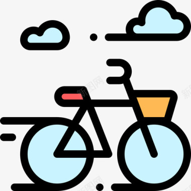 自行车城市公园9线性颜色图标图标