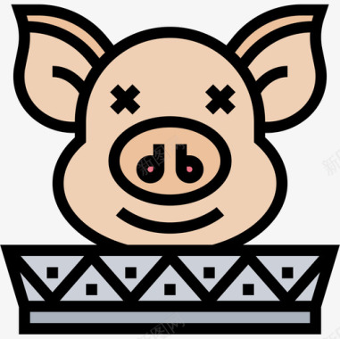 猪农历28岁线形颜色图标图标