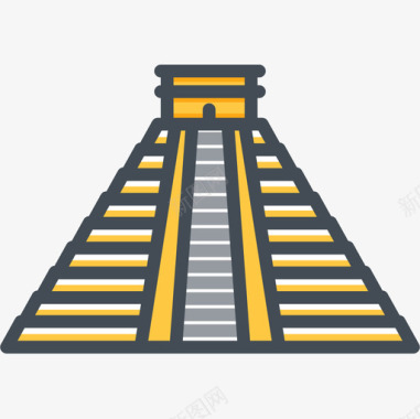 玛雅金字塔纪念碑18双色图标图标