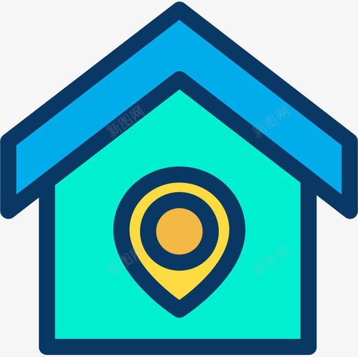 房屋地图和导航8线性颜色图标svg_新图网 https://ixintu.com 地图和导航8 房屋 线性颜色