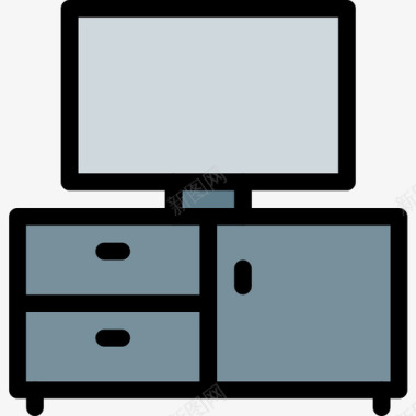 橱柜家具85线性颜色图标图标