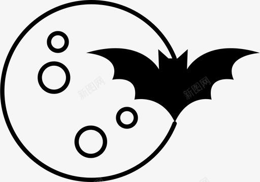 月亮万圣节带蝙蝠的月亮图标图标
