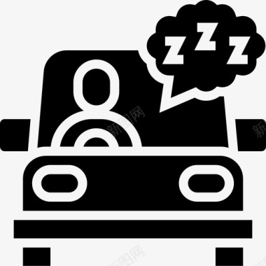 昏昏欲睡的驾驶智能汽车2字形图标图标