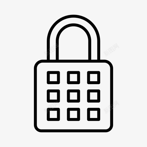 密码锁挂锁保护图标svg_新图网 https://ixintu.com 保安 保护 安全 密码锁 挂锁