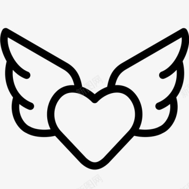翅膀的爱天使心图标图标